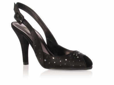 Designer shoes Kurt Geiger black satin crystals size 5