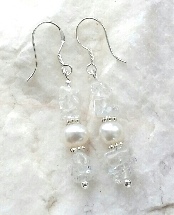 Moonstone Silver Decorative Gem Earrings