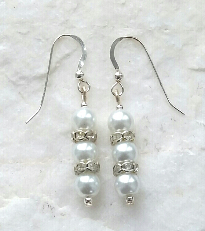 Swarovski Crystal And Pearl Sterling Silver Earrings