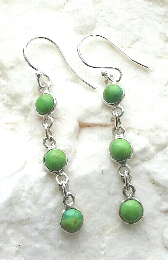 Green turquoise gemstone earrings