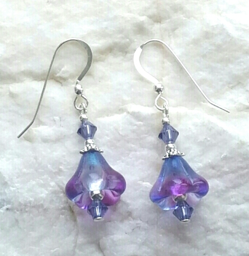 Amethyst Flower And Tanzanite Sterling Silver Earrings
