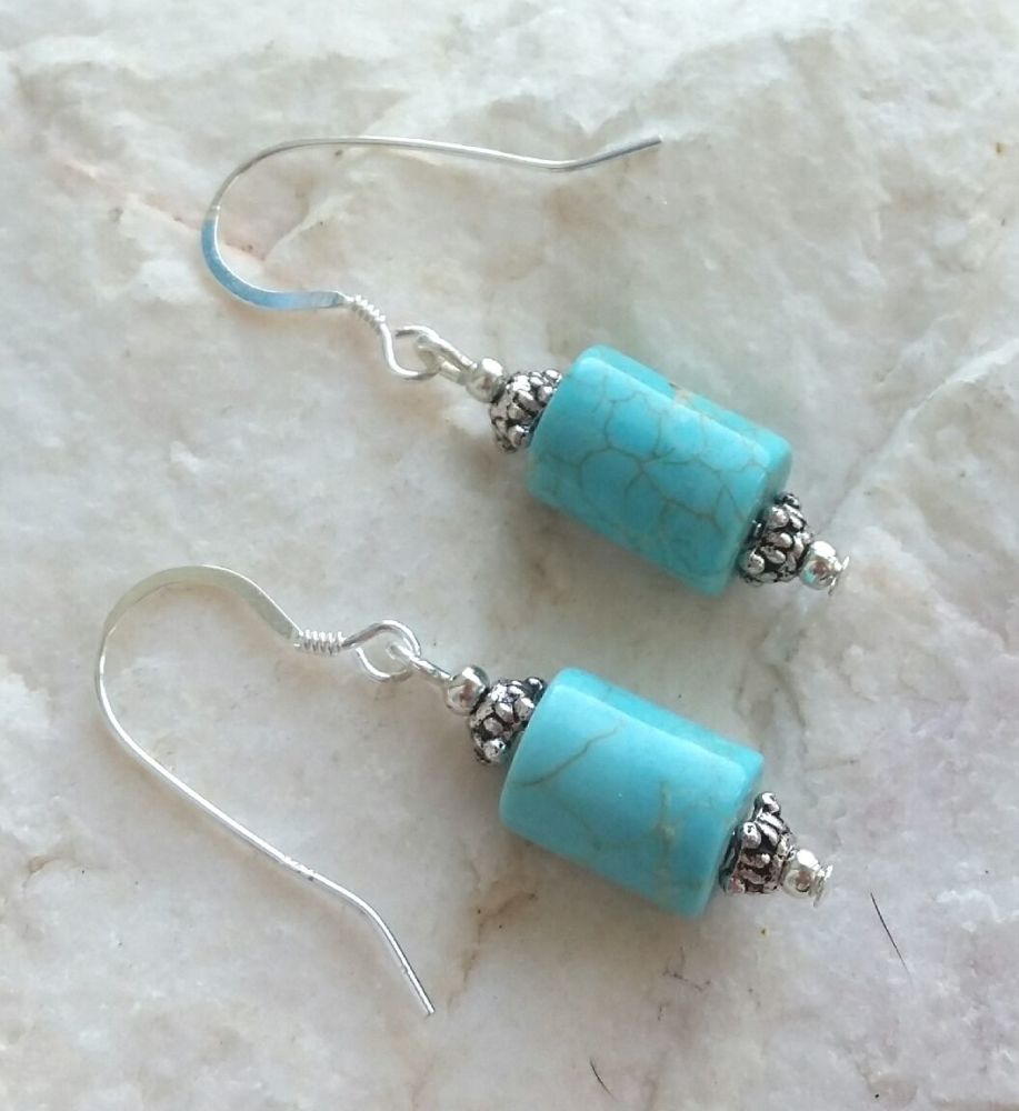 Turquoise bali gemstone earrings