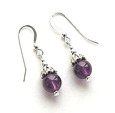 AMETHYST GEMSTONE PETAL STERLING SILVER EARRINGS