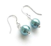 Aquamarine Pearl Sterling Silver Earrings