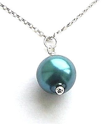 Aquamarine Pearl Sterling Silver Necklace