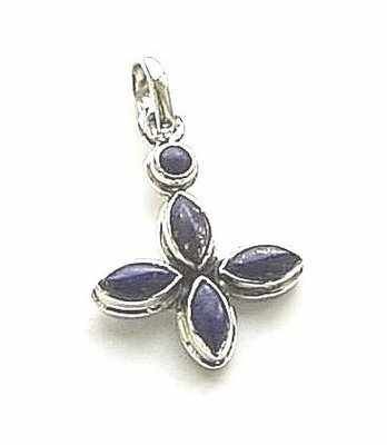 Lapis Five Stone Sterling Silver Dangle Pendant