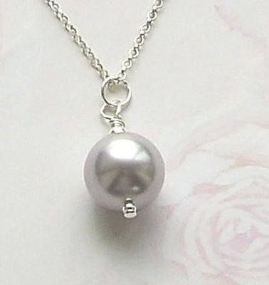 Lavender Swarovski Pearl Sterling Silver Necklace