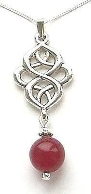 Ruby Jade Celtic Gemstone Sterling Silver Necklace