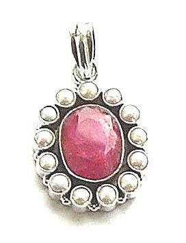 Ruby Quartz And Pearl Sterling Silver Gem Pendant