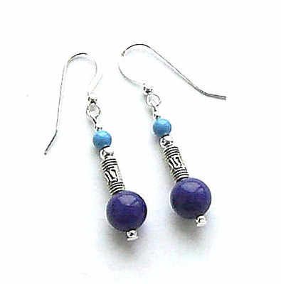 LAPIS LAZULI AND TURQUOISE STERLING SILVER EARRINGS