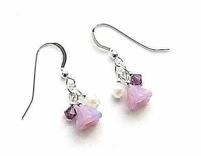 Lilac Opal And Amethyst Flower Sterling Silver Earrings