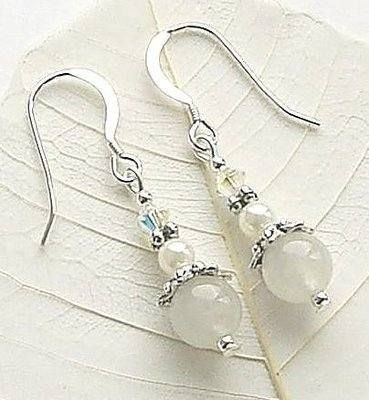 Moonstone Pearl And Crystal Sterling Silver Earrings