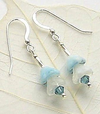 Opal And Turquoise Crystal Flower Sterling Silver Earrings