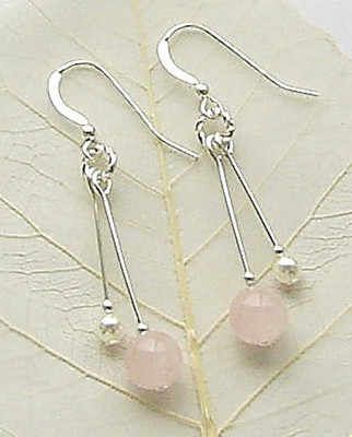 Pearl And Rose Quartz Sterling Silver Gem Earrings