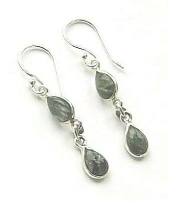 Seraphinite Gemstone Sterling Silver Earrings