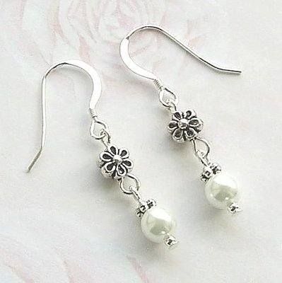 Swarovski Pearl Sterling Silver Flower Earrings