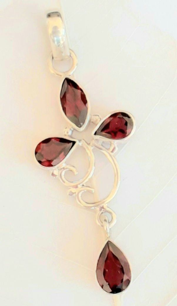 Multi Faceted Gemstone Sterling Silver Pendant