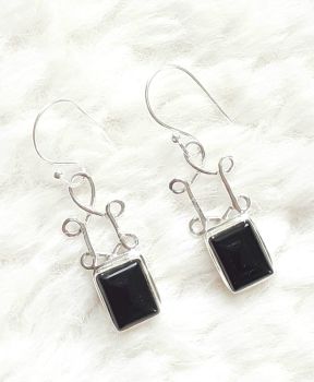 Black Onyx Decorative Cabochon Gemstone Earrings