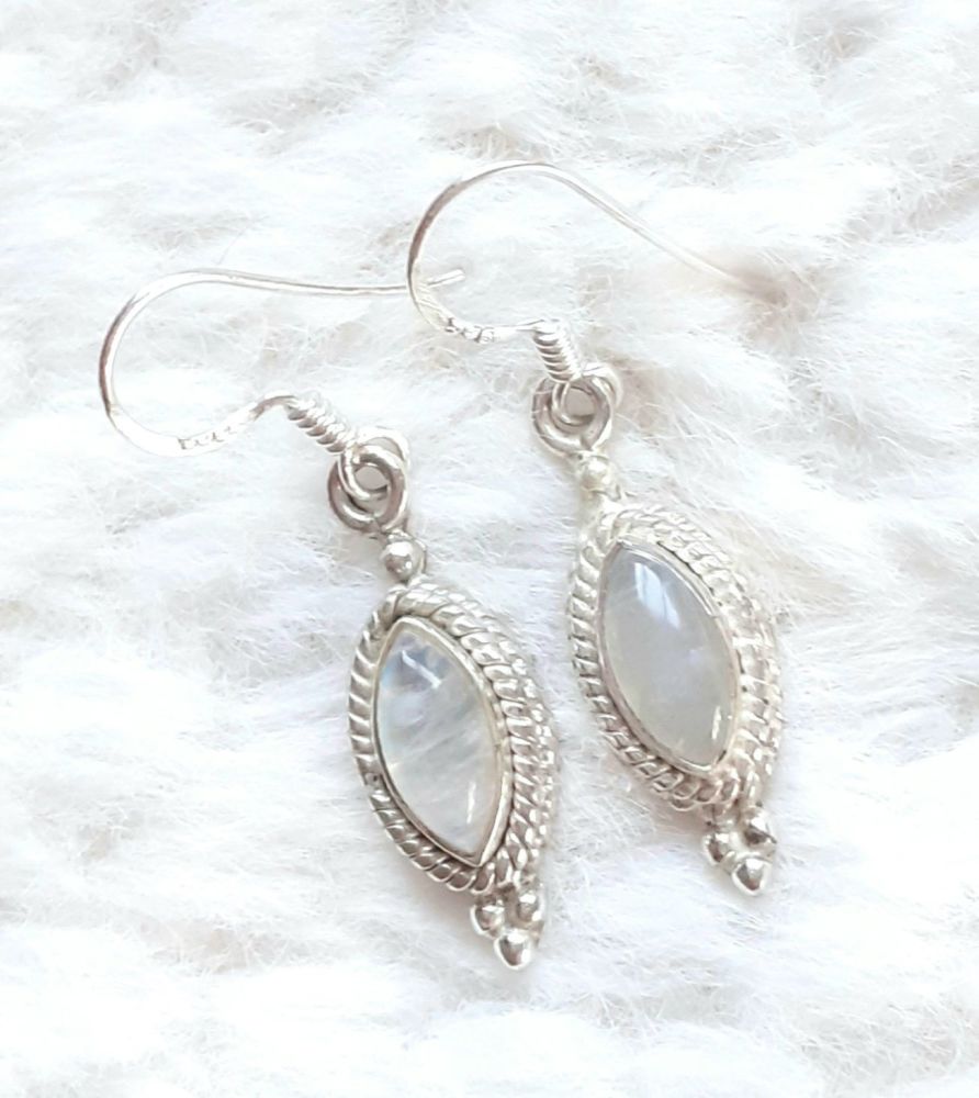 Moonstone Pretty Gemstone Silver Earrings
