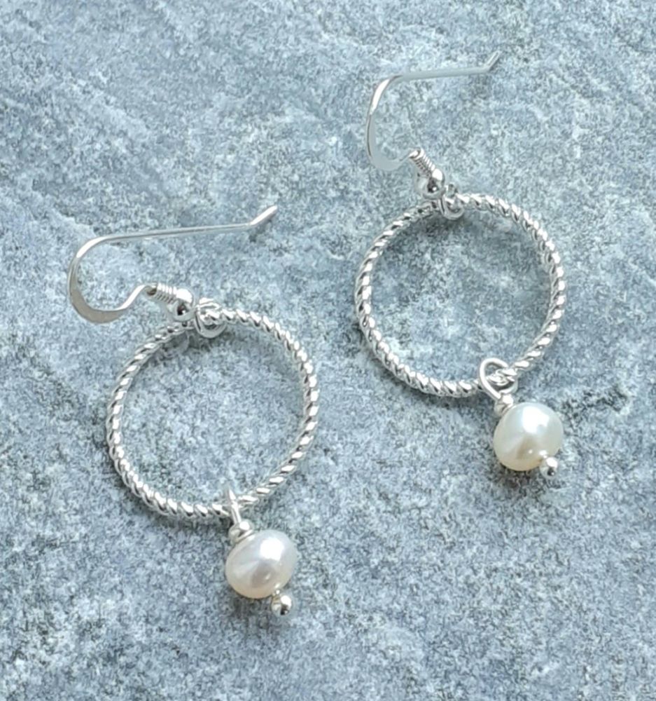 Freshwater Pearl Decorative Sterling Silver Earrings
