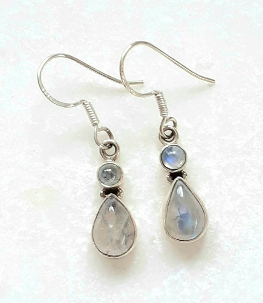 Moonstone Gemstone Jewellery Silver Earrings