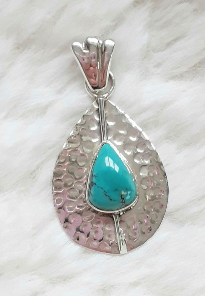 Turquoise Gorgeous Artisan Gemstone Silver Pendant