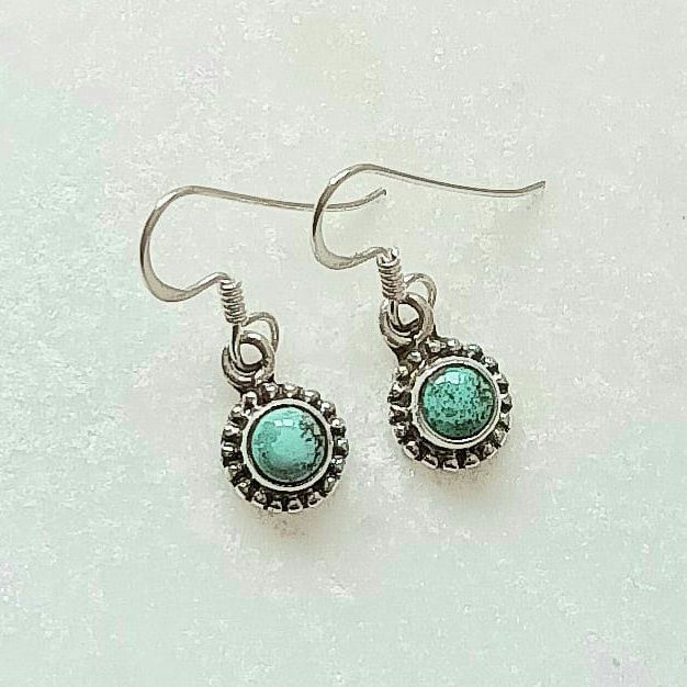 Turquoise Gem Sterling Silver Earrings