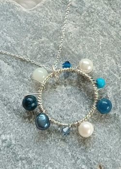 Pendant necklace turquoise pearl 8