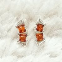 Baltic amber stud sillver earrings
