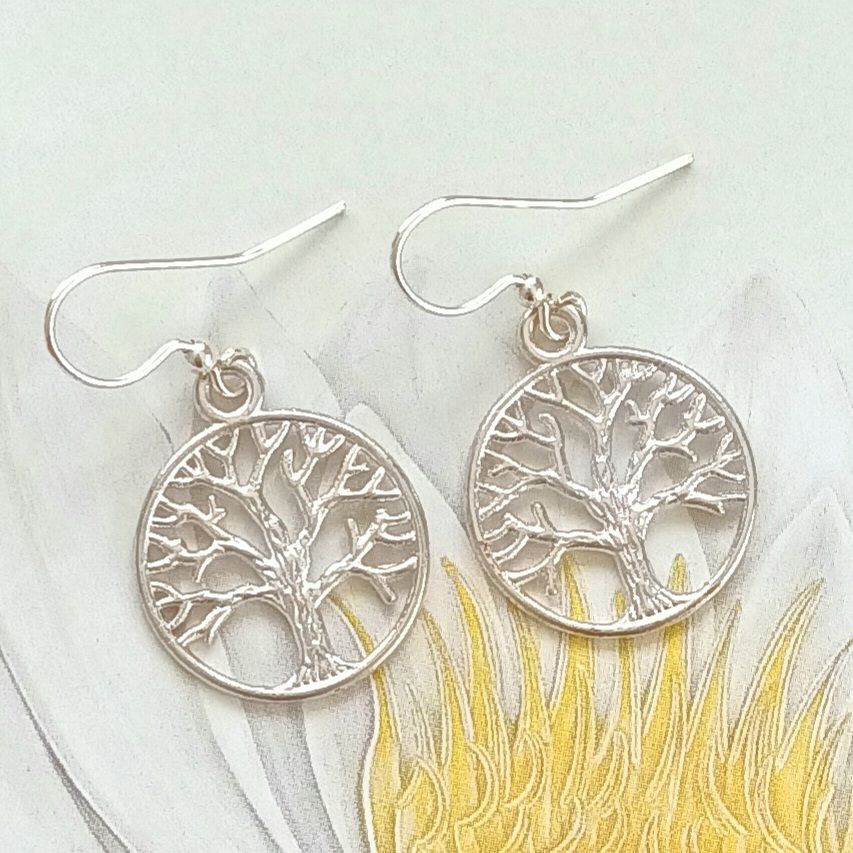 Tree Of Life Silver Nature Themed Charm Earrings
