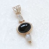 Black onyx moonstone gemstone pendant