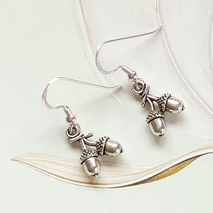 Charm Silver Acorn Nature Inspired Earrings