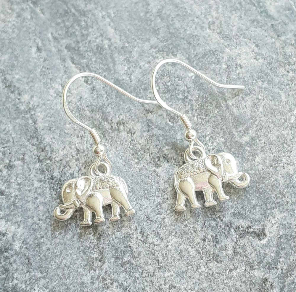 Elephant Sterling Silver Nature Charm Earrings