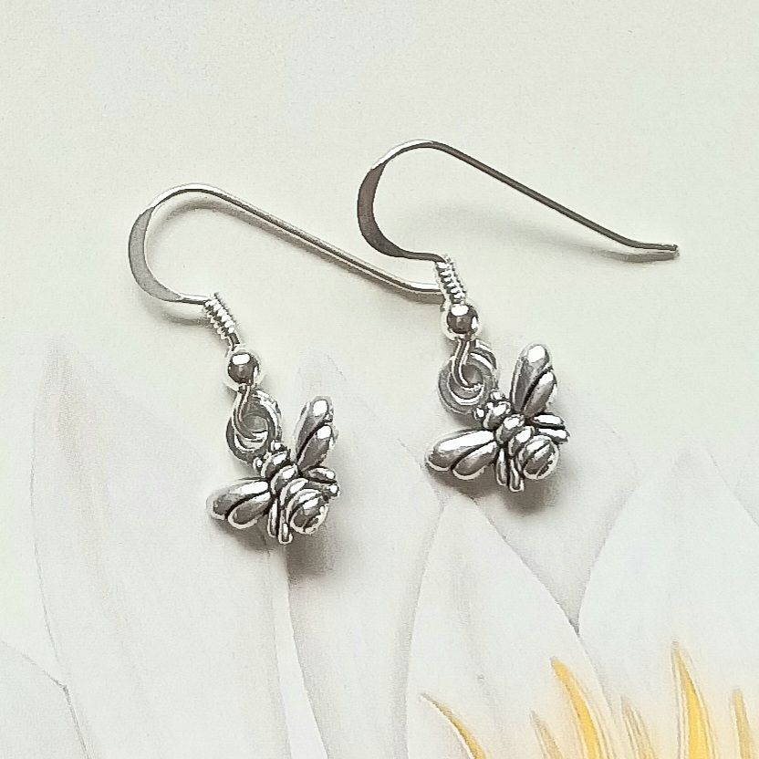 Beautiful Bee Sterling Silver Charm Earrings