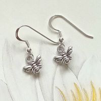 Bee silver charm nature earrings
