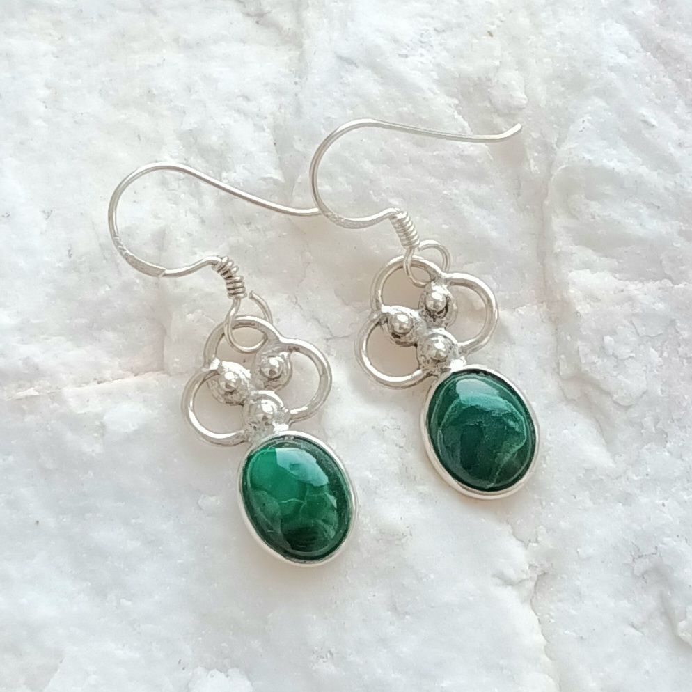 Green Onyx Gemstone Sterling Silver Earrings