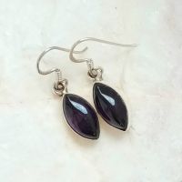Amethyst crystal gemstone silver earrings