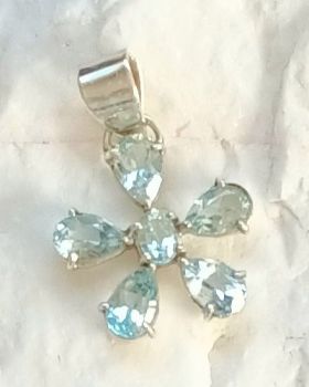 Blue topaz gemstone silver pendant