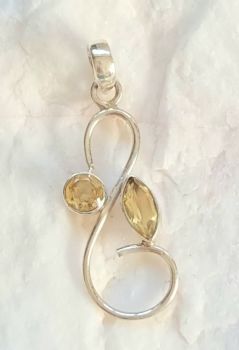 Citrine silver gem pendant crystal