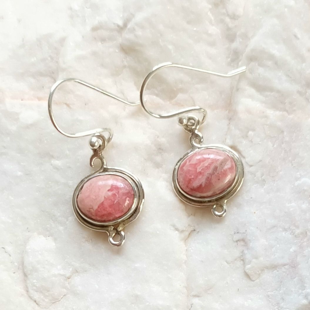 Pretty Pink Rhodonite Gemstone Jewellery Earrings