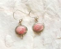 Pink rhodonite crystal earrings