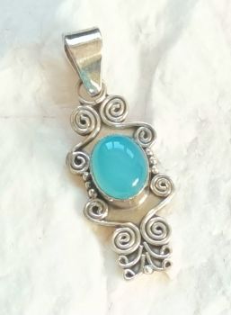 Chalcedony gemstone crystal pendant