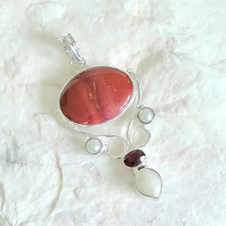 Pink Lace Agate Sterling Silver Gem Pendant