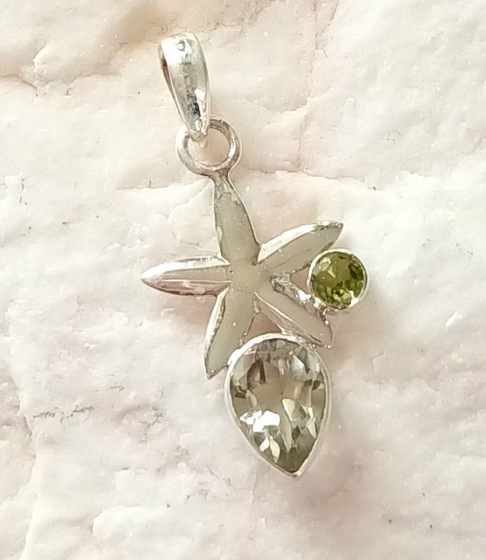 Green Amethyst And Peridot Sterling Silver Pendant