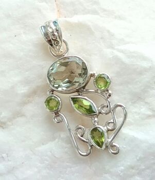 Green amethyst peridot gemstone jewellery pendant
