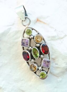 Faceted crystal gemstone silver jewellery