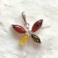 Baltic silver amber butterfly jewellery
