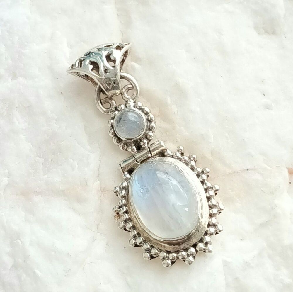 Moonstone Double Sterling Silver Pendant