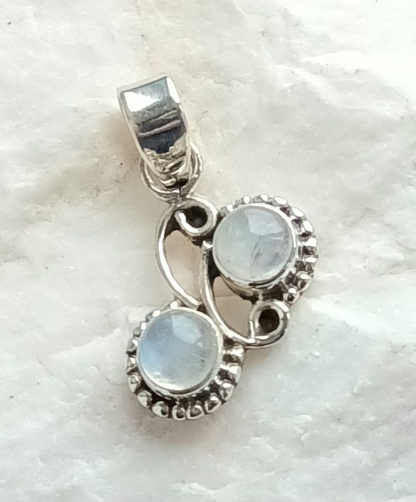 Moonstone Double Gem Silver Jewellery Pendant