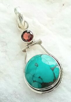 Turquoise silver crystal pendant